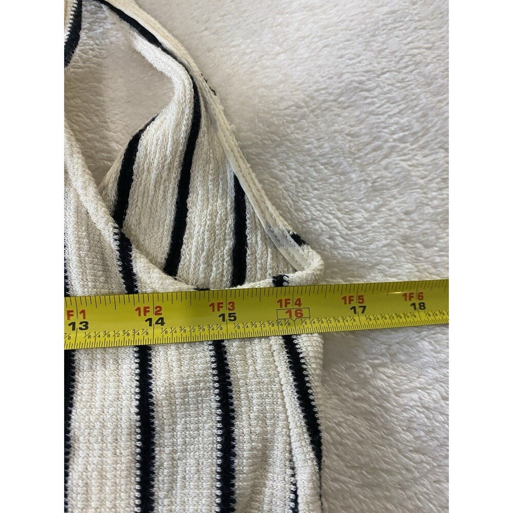 Chelsea & Violet Striped Jumpsuit Women XS Cream Black Tie Strap Wide Leg Romper - Picture 4 of 10